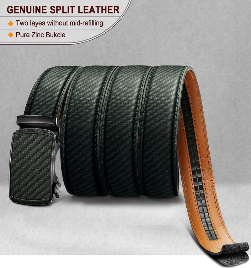 Contacts Genuine Leather Belt for Men with Autolock Buckle - Micro Adjustable Belt Fit Everywhere | Formal & Casual | Elegant Gift Box (30 Dark Green)… - Image 2