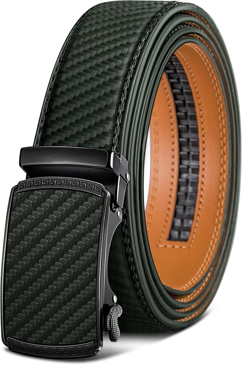 Contacts Genuine Leather Belt for Men with Autolock Buckle - Micro Adjustable Belt Fit Everywhere | Formal & Casual | Elegant Gift Box (30 Dark Green)… - Image 1