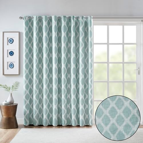 SUNSMART Sun Smart Blakesly Blackout Curtains Patio Window, Ikat Print, Grommet Top Living Room Decor, Living Room Decor, Thermal Insulated Light Blocking Drape for Bedroom and Apartments, 100" x 84", Aqua - Image 2