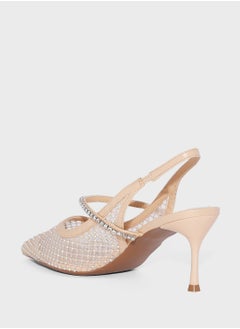 ELLA Diamante Mesh Sling Back Pointy Pump  - Image 3