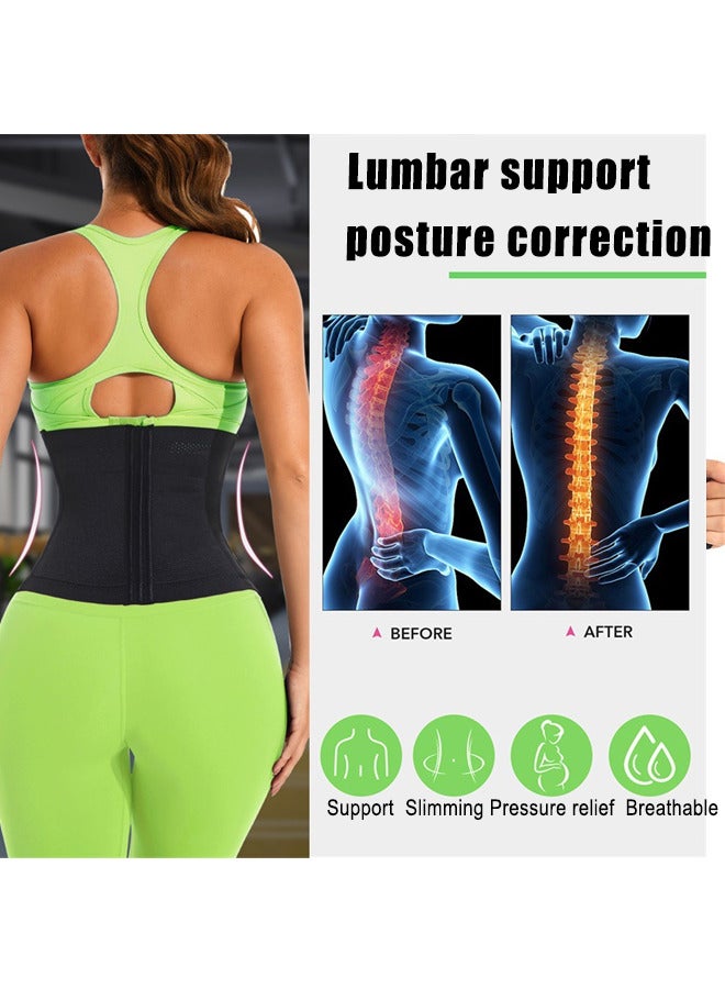 Bincoo Adjustable Waist Trainer for Women, Slimming Belt  with Tummy Sauna Bandage Wrap, With Waist Trimmer Belt Belly Body Shaper Compression Wrap, Plus Size Corset Waist Trainer for Belly Fat Slimming Gym Workout, Black (M) - Image 2