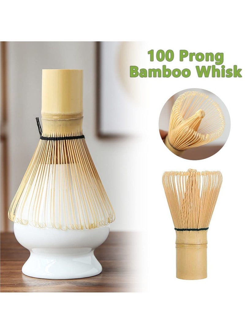 MIXDE 4 Piece Matcha Tea Set Matcha Whisk Kit Matcha Ceramic Bowl Matcha Whisk, White Whisk Holder Traditional Scoop Perfect Set to a Traditional of Matcha Tool (White) - Image 2