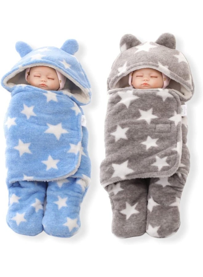 BRANDONN Fleece Baby Blankets New Born Combo Pack of Baby Wearable Wrapper Baby Sleeping Bag for Baby Boys, Baby Girls, Babies (70Cm X 30Cm, 0-6 Months), Grey - Image 1