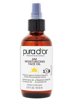 Pura d'or PURA D'OR 3.3 Oz ORGANIC AM Moisturizing Face Oil - Morning Glow Hydrating Skincare -Lightweight Moisturizer for Glowing Skin - All Natural, Vegan, Paraben-Free - Women & Men  - Image 1