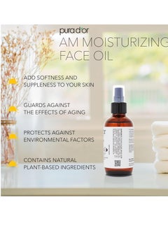 Pura d'or PURA D'OR 3.3 Oz ORGANIC AM Moisturizing Face Oil - Morning Glow Hydrating Skincare -Lightweight Moisturizer for Glowing Skin - All Natural, Vegan, Paraben-Free - Women & Men  - Image 2