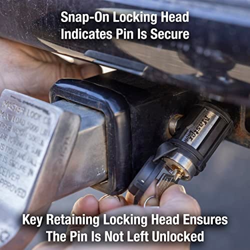 Master Lock Receiver Lock, 1/2 in. and 5/8 in. Swivel Head, Weather Resistant Trailer Coupler Locking Hitch Pin with Keys for Protecting Trailers, RVs, 2866DAT - Image 5