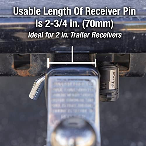 Master Lock Receiver Lock, 1/2 in. and 5/8 in. Swivel Head, Weather Resistant Trailer Coupler Locking Hitch Pin with Keys for Protecting Trailers, RVs, 2866DAT - Image 4