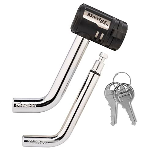 Master Lock Receiver Lock, 1/2 in. and 5/8 in. Swivel Head, Weather Resistant Trailer Coupler Locking Hitch Pin with Keys for Protecting Trailers, RVs, 2866DAT - Image 1