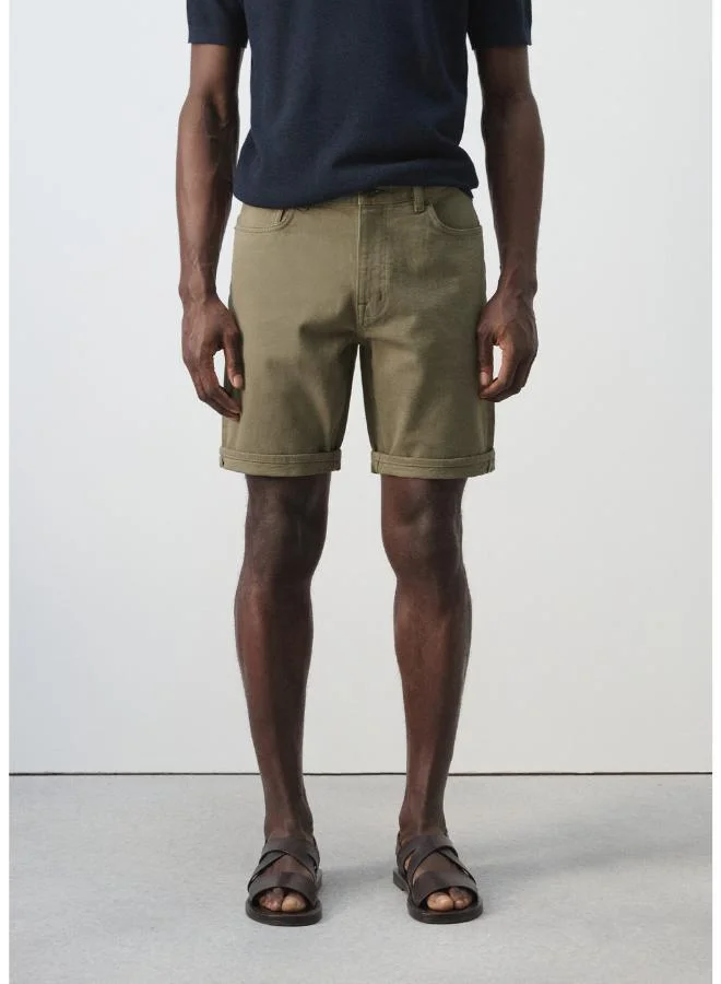 Mango Man Slim-fit denim bermuda shorts