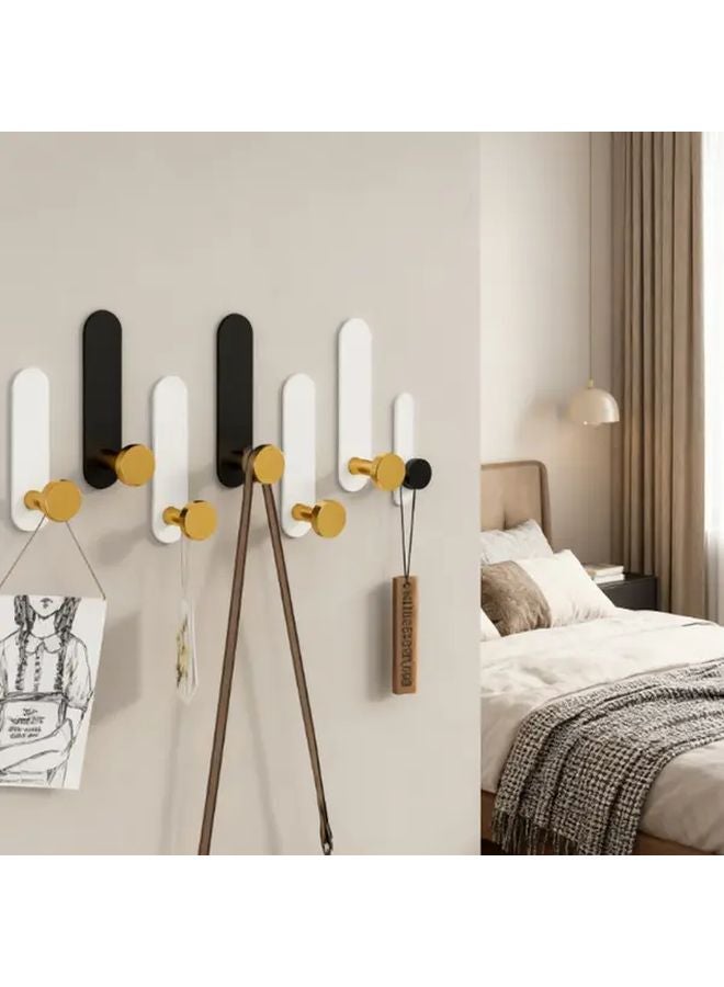 2pcs White Self Adhesive Metal Wall Hooks No Drill Towel Holder Waterproof - Image 2