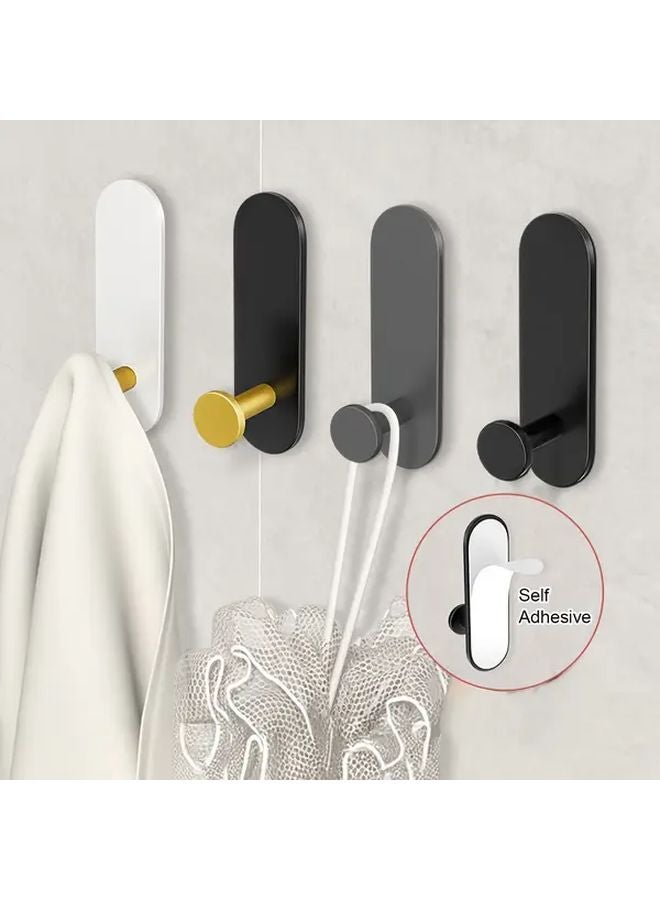 2pcs White Self Adhesive Metal Wall Hooks No Drill Towel Holder Waterproof - Image 3