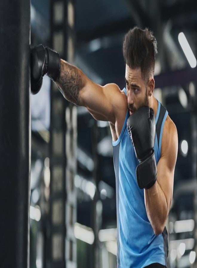 حقيبة ملاكمة منزلية شديدة التحمل مع سلسلة تعليق من الفولاذ المقاوم للصدأ بطول قدمين، مصنوعة من الجلد الصناعي غير المملوء، مناسبة لرياضات (الفنون القتالية المختلطة، الكيك بوكسينغ، الملاكمة التايلاندية، التايكوندو، الجودو، الكاراتيه). لون أسود - Image 4