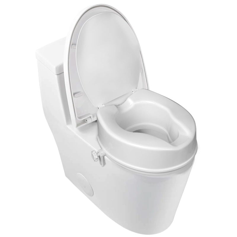 Caredear Raised Toilet Seat with Lid for Elderly, 4" High Toilet Seat for Elongated or Standard Commode, Raised Toilet Seat for Seniors, Handicap Toilet Seat Riser with Cover - Image 1