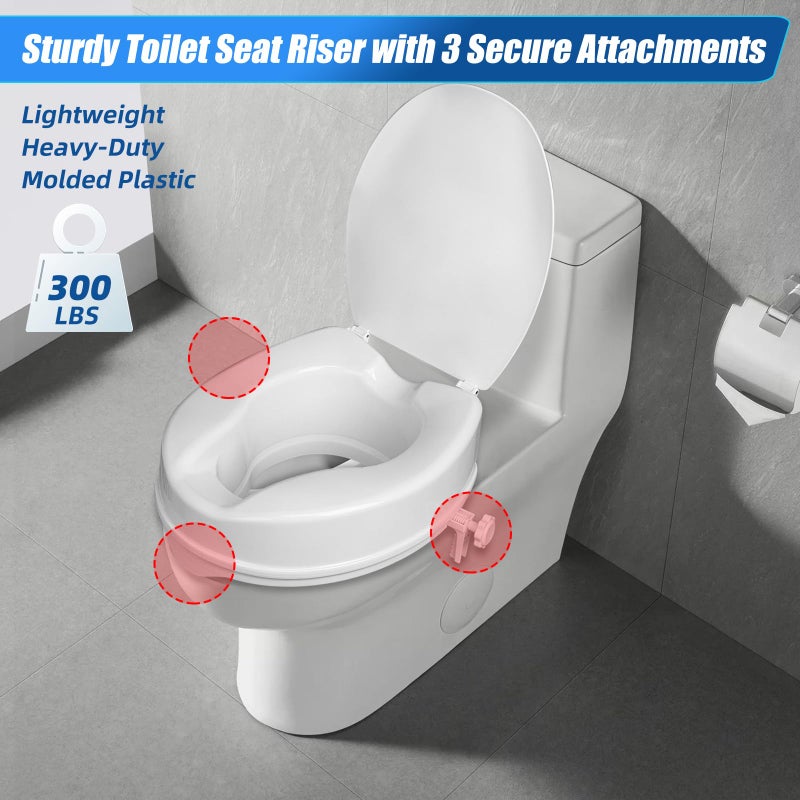 Caredear Raised Toilet Seat with Lid for Elderly, 4" High Toilet Seat for Elongated or Standard Commode, Raised Toilet Seat for Seniors, Handicap Toilet Seat Riser with Cover - Image 4