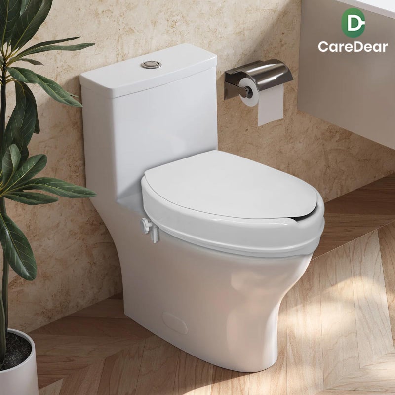 Caredear Raised Toilet Seat with Lid for Elderly, 4" High Toilet Seat for Elongated or Standard Commode, Raised Toilet Seat for Seniors, Handicap Toilet Seat Riser with Cover - Image 2