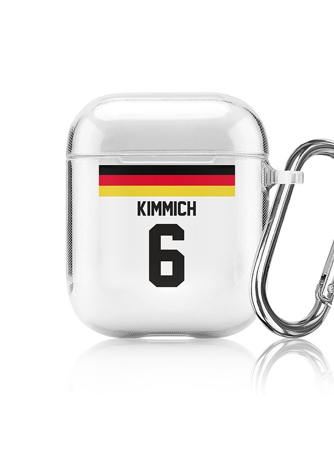 Stylizedd Classic Clear printed Case for Apple Airpods 2 / 1 Soft TPU Gel Thin Transparent Flexible Cover - Football Team - Germany, Player Name - Kimmich - Image 1
