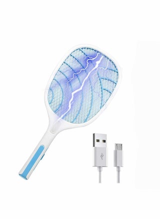 Racket Fly Killer Electric Swatter Bug Zapper with 3000V Grid, Rechargeable 1200mA Battery, Flashlight, 3 layer Safety Mesh, for Home, Indoor and Outdoor Use, USB - pzsku/Z28139C1D96037705C329Z/45/_/1671100374/e70dcb97-764b-4767-8c9a-1dd54ad800db