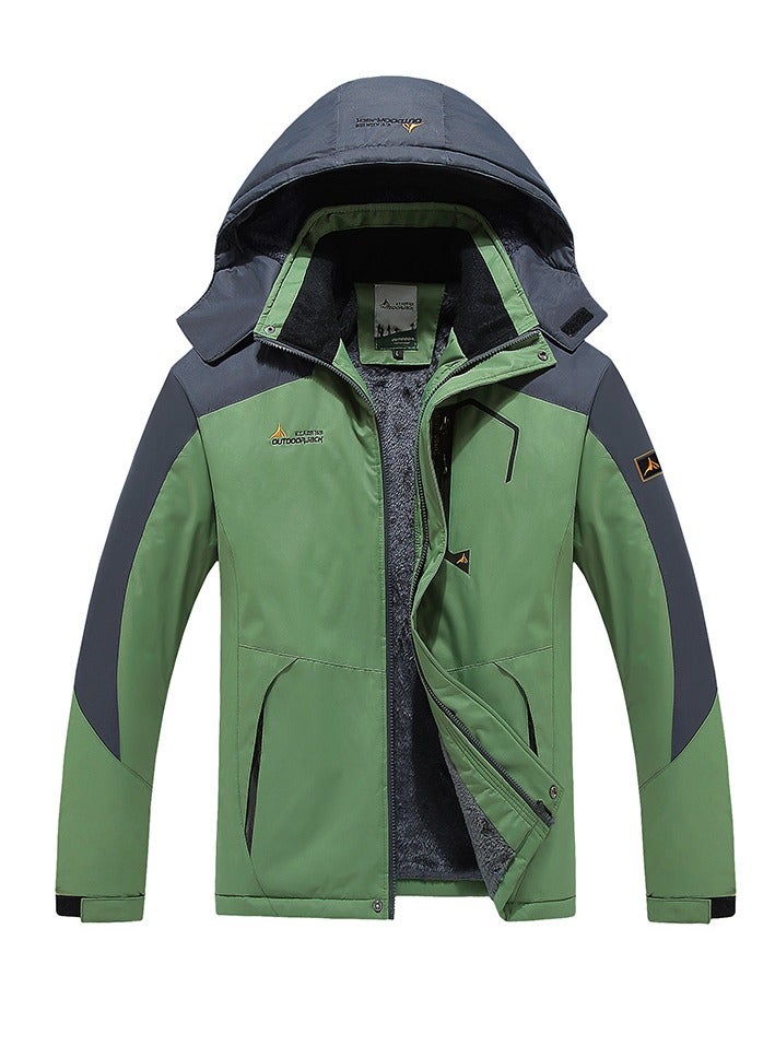 Loquat Men's Thicken Ski Jacket Warm Winter Waterproof Windbreaker Hooded Snowboarding Coat Green/Grey 