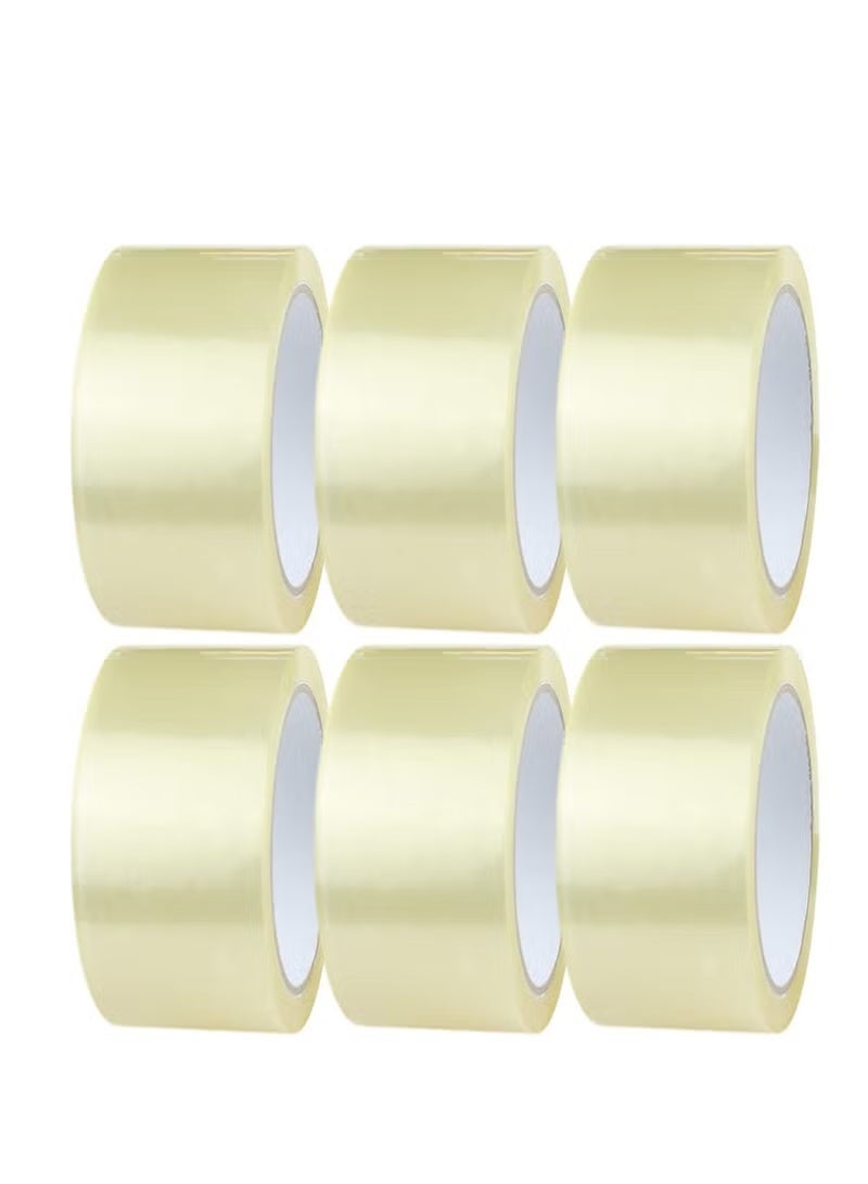 POWERTAPE 52 Clear Packing Tape, 2 inches x 50 yards Strong Heavy Duty Packaging Tape for Sealing Parcel Boxes, Moving Boxes Houses, Large Postal Bags, Office Supplies [6 Rolls] - Image 1