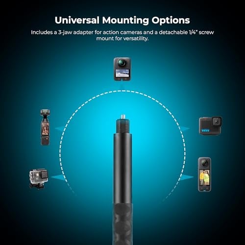 Digitek DTR 495IS Aluminum Invisible Selfie Stick for 360° Cameras, 1.5meter, 5-Section Adjustable, Rotation Lock, Anti-Skid Grip, 1kg Load, Compatible with Insta360, GoPro Hero & DJI Action Cameras - Image 5