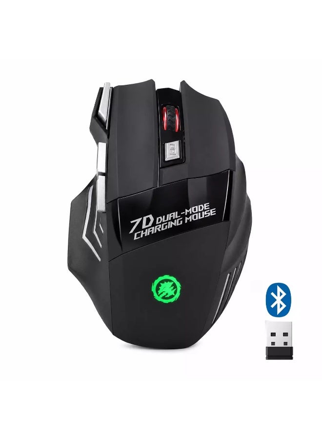 X7 Wireless Bluetooth Gaming Mouse – Silent Clicks Rechargeable USB-C, 1600 DPI Optical Sensor, Dual-Mode 2.4GHz & Bluetooth (Black) - Image 1