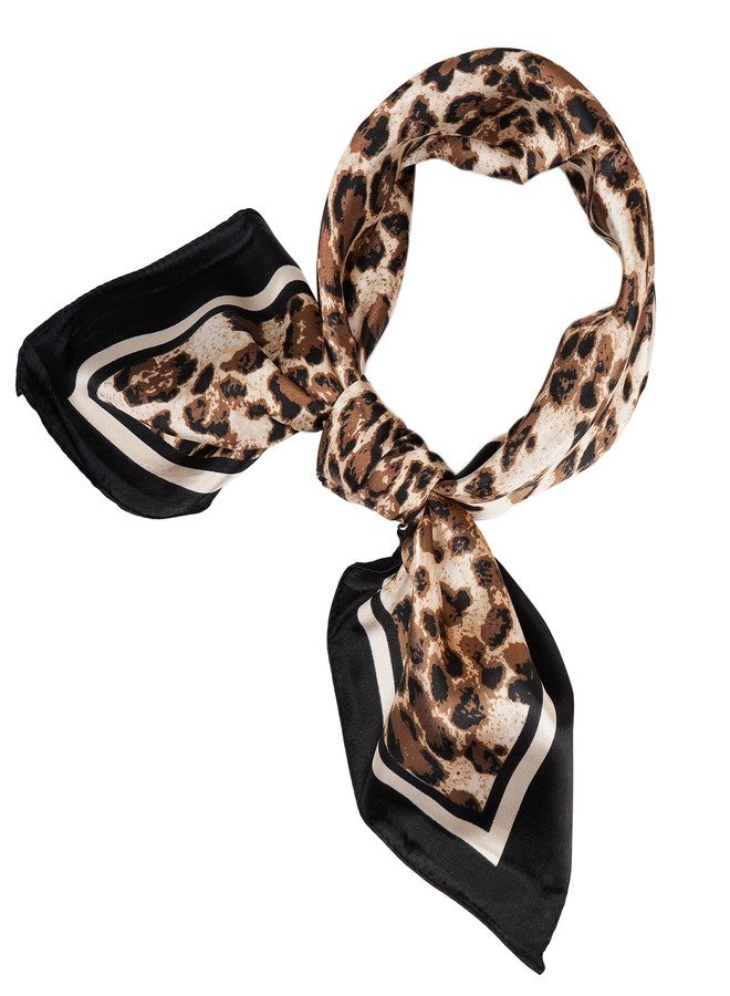 YOUR SMILE 100% Silk Scarf Women’s Fashion Pattern Large Square Satin Headscarf Headdress 24''x24''，Leopard - Image 1