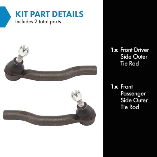 TRQ Front Outer Tie Rod Set Compatible with 2016 Scion iM 2008-2015 xB 2017-2018 Toyota Corolla iM 2012-2017 Prius V - Image 2