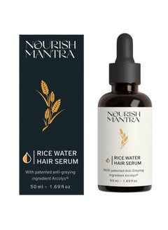 NOURISH MANTRA Anti-Greying Rice Water Serum With Rice Water, Arcolys & Fenugreek Extract/Effective Results Against Grey Hair & Hair Aging Signs/For Men & Women/All Hair Types(50Ml)  - Image 1