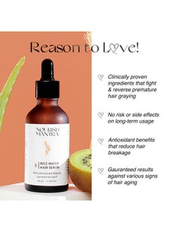 NOURISH MANTRA Anti-Greying Rice Water Serum With Rice Water, Arcolys & Fenugreek Extract/Effective Results Against Grey Hair & Hair Aging Signs/For Men & Women/All Hair Types(50Ml)  - Image 3