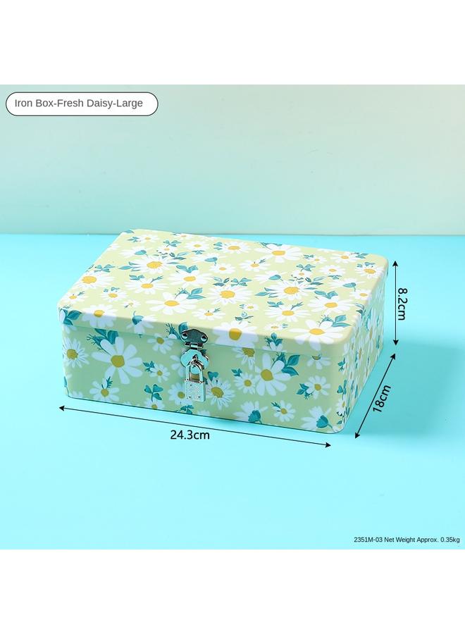 Bluejw Genkikun Yellow Duck Creative Wrought Iron Storage Box With Lock Certificate Sundries Finishing Box Tinplate Packaging Empty Box - Image 1