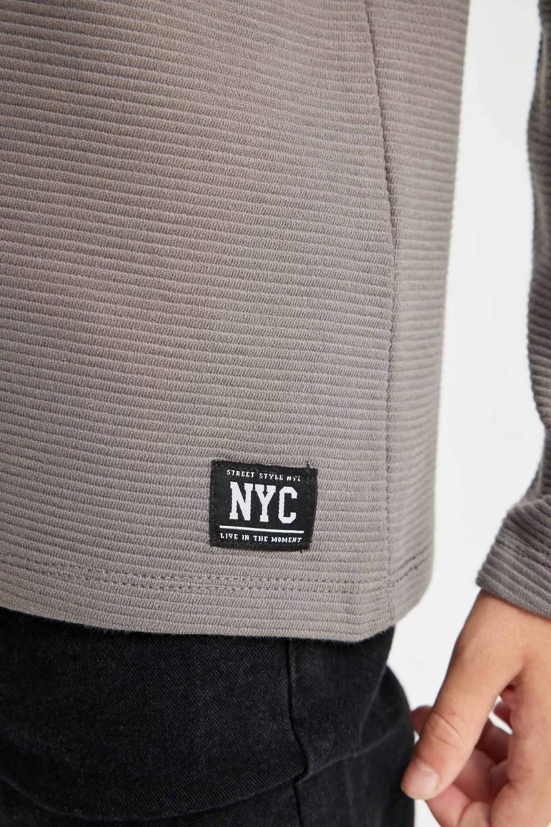 ديفاكتو Boy Regular Fit Crew Neck Long Sleeve Basic Plain T-Shirt C9780A824AU