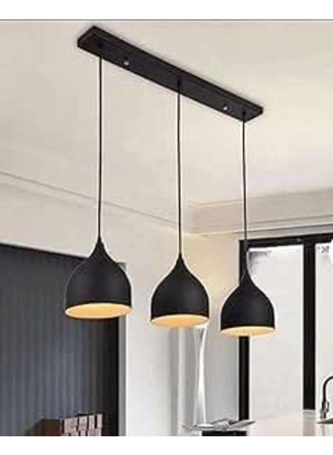 Modern Pendant Light Fixture, 3 Hanging Lamps, Black