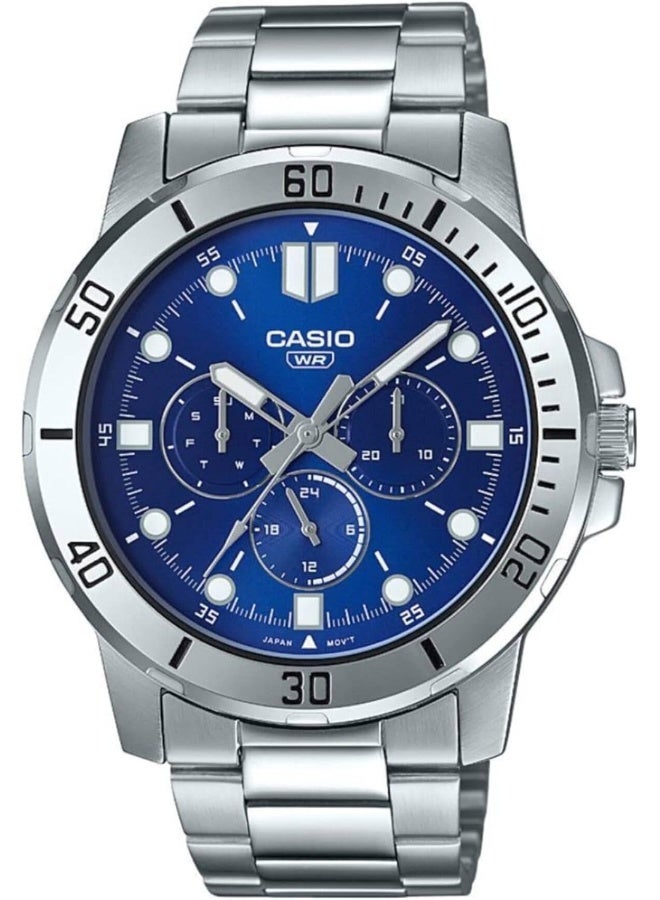 Casio Men's Watch - MTP-VD300D-2EUDF Blue Dial, Silver Band - Image 1