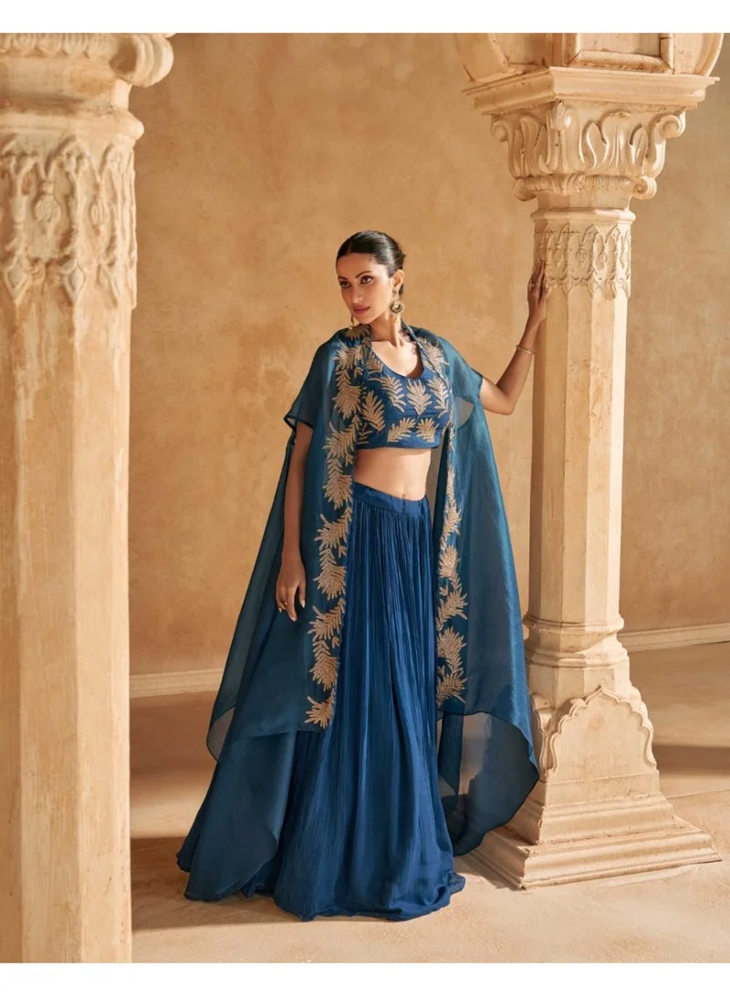 أميا croptop-lehenga-choli-with-chinon-silk