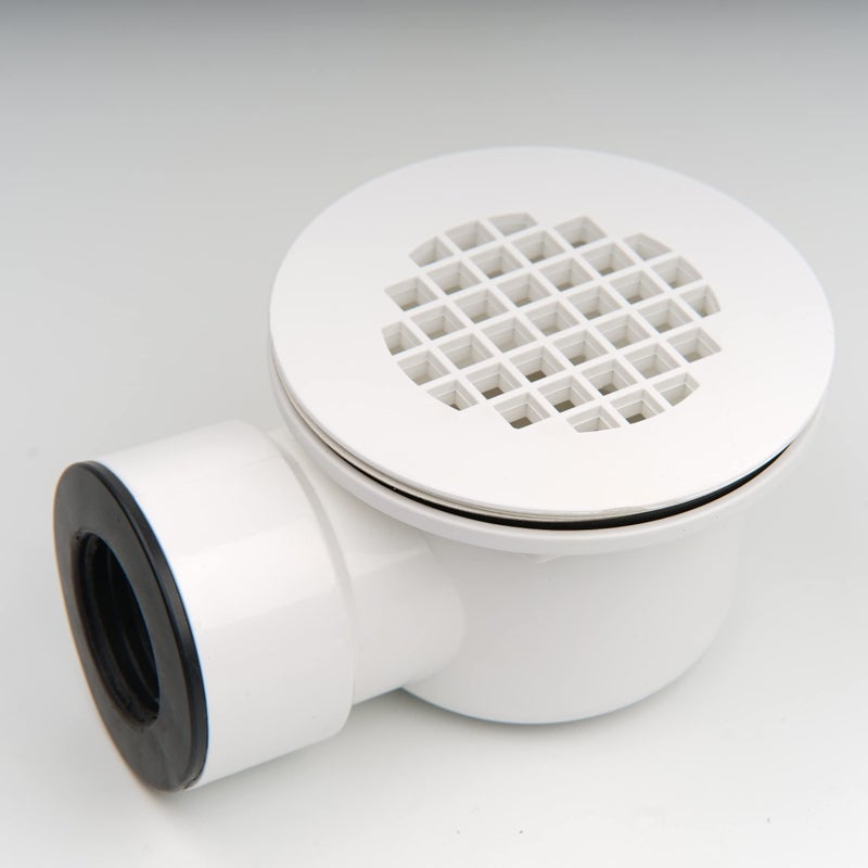 MUCOL Low Profile Shower Base Drain with Perforated Strainer 15 inch Side Outlet Shower Drain PVC Drain for Trap and Drain Assembly
