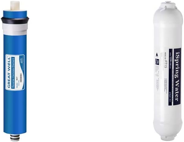 iSpring غشاء التناضح العكسي iSpring Greatwell 75 GPD 1175 X 175 MC7 FT15 5th Stage Inline Post Carbon Filter Replacement Cartridge 1 Count Pack of 1 أبيض - Image 1