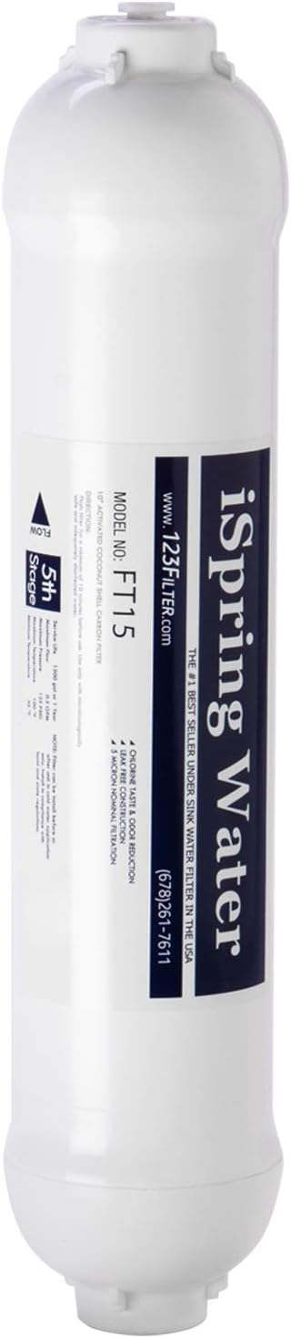 iSpring غشاء التناضح العكسي iSpring Greatwell 75 GPD 1175 X 175 MC7 FT15 5th Stage Inline Post Carbon Filter Replacement Cartridge 1 Count Pack of 1 أبيض - Image 5