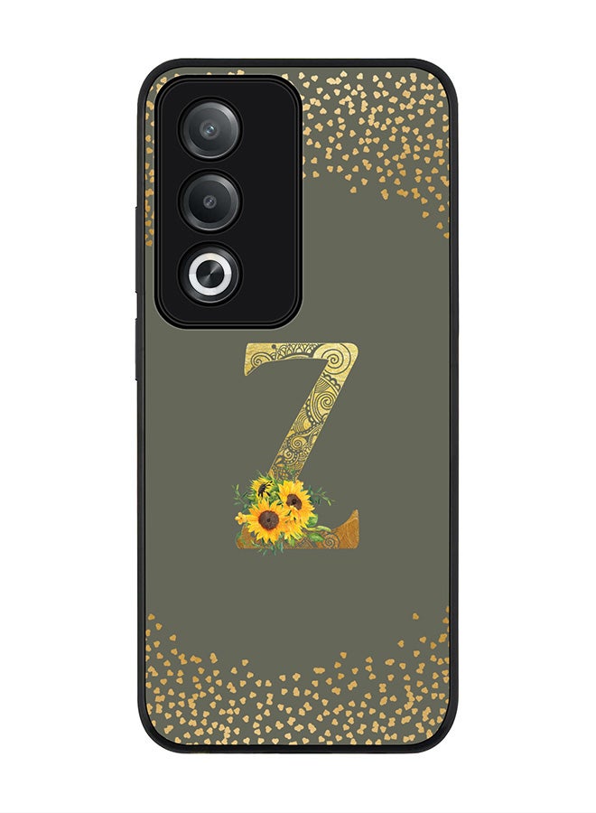 Stylizedd For Oppo A3 Pro / A80 Case,Slim fit Camera Protection, Shockproof Thin Phone cover - Custom Floral Monogram - Z (Olive Green ) - Image 1