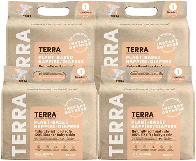 Terra حفاضات تيرا بحجم 1 للمواليد الجدد مصنوعة من مواد نباتية - Image 1