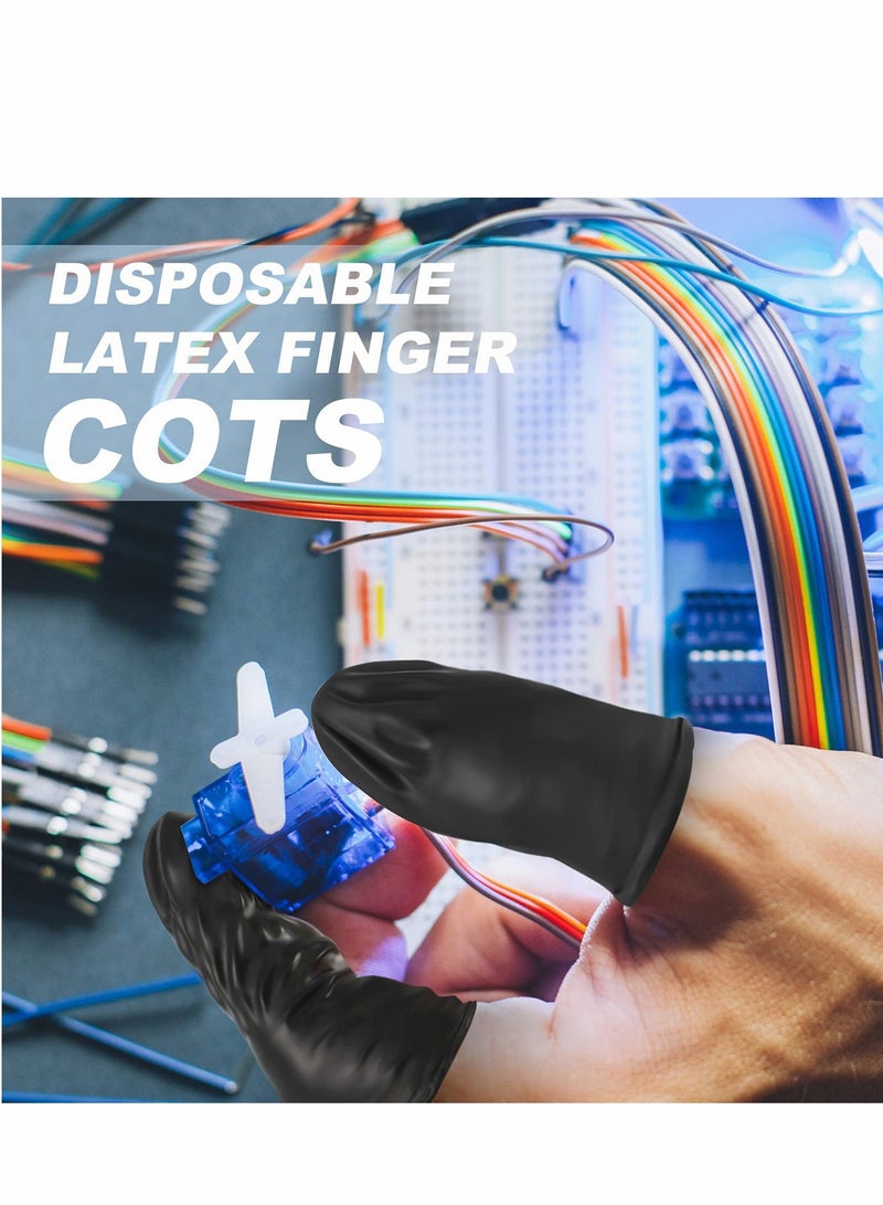 Latex Finger Cots 200 Pcs Disposable Latex Finger Cots Protective Fingertips Gloves Black Finger Sleeves Finger Protectors Fingertip Bandages for Industrial Beauty and More - Image 3