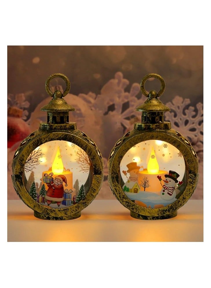 Christmas Lantern, Pack Of 2 Christmas Decoration Illuminated Lantern Christmas, Vintage Christmas Decoration Lantern, Christmas Decoration Lantern, Flameless Christmas Candles, For Christmas - Image 1