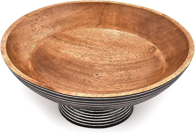 NIRMAN FRUIT BOWL Mango Wood Bowls for Farmhouse Dcor Fruit Bowl for Kitchen Counter or Decorative Pedestal Bowl for Table Centerpiece 12 X 12 X 475 - Image 3