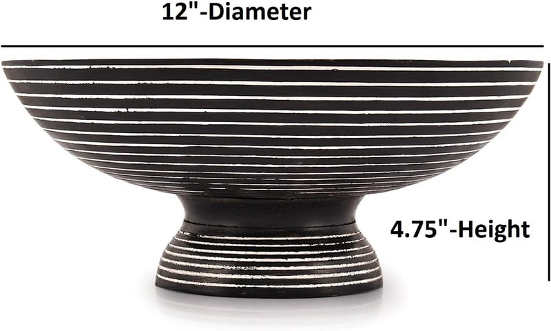 NIRMAN FRUIT BOWL Mango Wood Bowls for Farmhouse Dcor Fruit Bowl for Kitchen Counter or Decorative Pedestal Bowl for Table Centerpiece 12 X 12 X 475 - Image 5