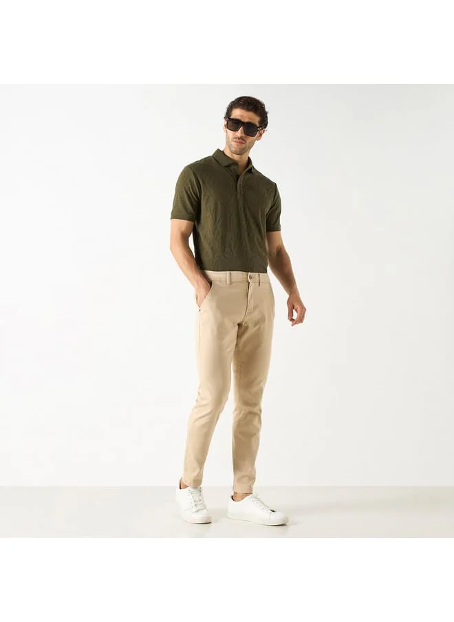 Iconic Iconic Textured Polo T-shirt with Short Sleeves