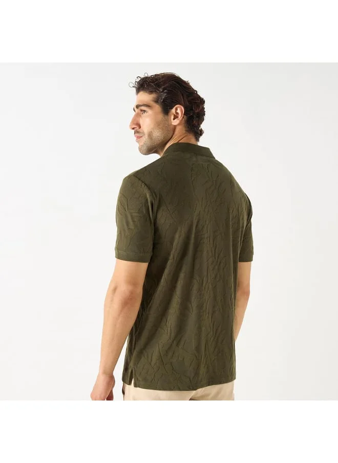 Iconic Iconic Textured Polo T-shirt with Short Sleeves