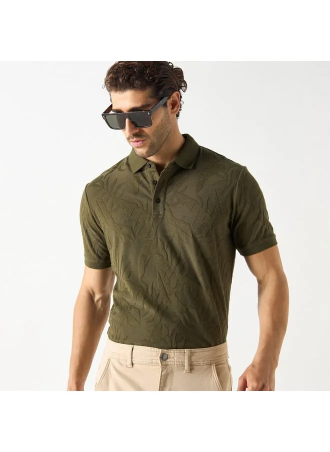 Iconic Iconic Textured Polo T-shirt with Short Sleeves