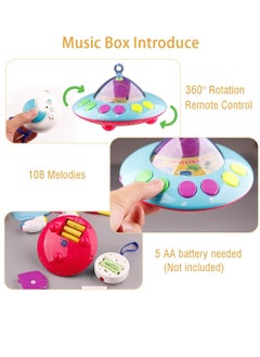Y&D Musical Baby Crib Mobile Toy With Lights And Music Star Projector Function And Cartoon Rattles Remote Control Musical Box With 108 Melodies Toy For Newborn Sleep  - Image 4
