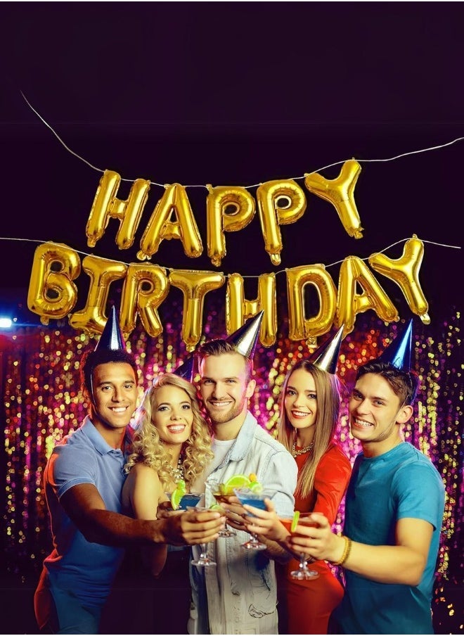 INSX HAPPY BIRTHDAY Balloon Set - 16 Inch Letter Balloons with Straw and Ribbon - Easy to Inflate and Hang - Durable and Reusable - Perfect for Birthday Party Decorations (Gold Color) - Image 3