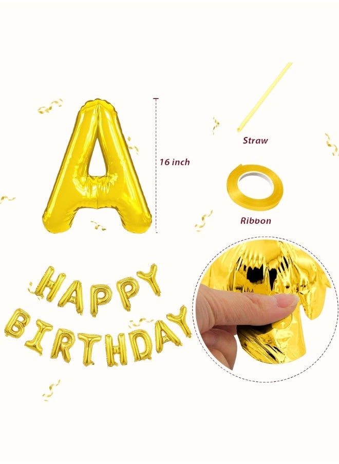INSX HAPPY BIRTHDAY Balloon Set - 16 Inch Letter Balloons with Straw and Ribbon - Easy to Inflate and Hang - Durable and Reusable - Perfect for Birthday Party Decorations (Gold Color) - Image 2