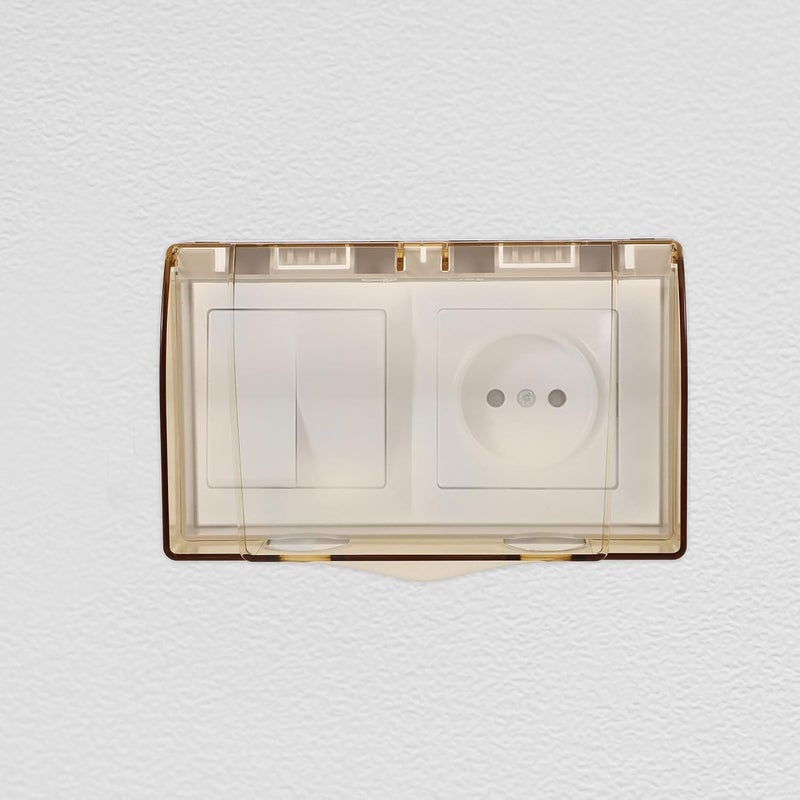 Kisangel Socket Cover and Wall Outlet Protector Electrical Panel Cover for Bathroom Safety Sturdy Light Gold Double-gang Switch Wall Plate Anti-electric Shock Protective - Image 3